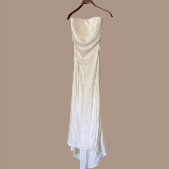 Significant Other Lucile Bridal Strapless Satin Gown with Train Bone White 4, S - Picture 10 of 16